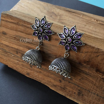 Amethyst Flower Jhumkis